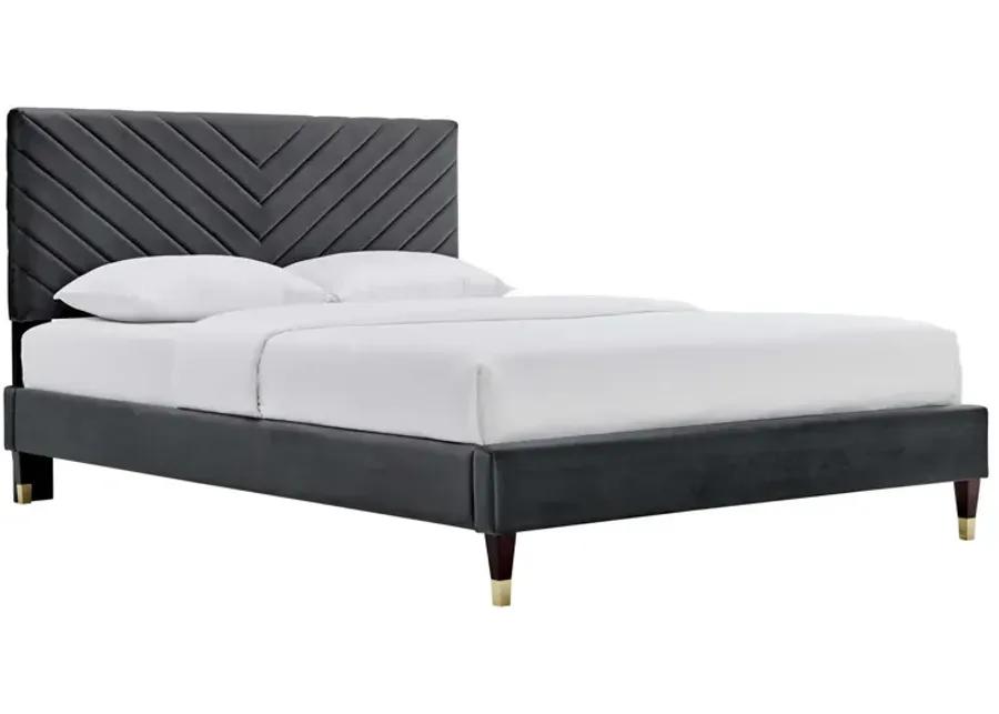 Roxanne Performance Velvet Queen Platform Bed