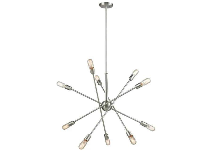 Delphine 33" Wide 10-Light Chandelier - Satin Nickel