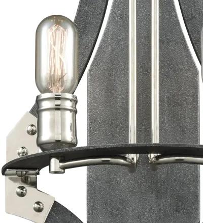 Riveted Plate 20" High 2-Light Sconce - Silverdust Iron