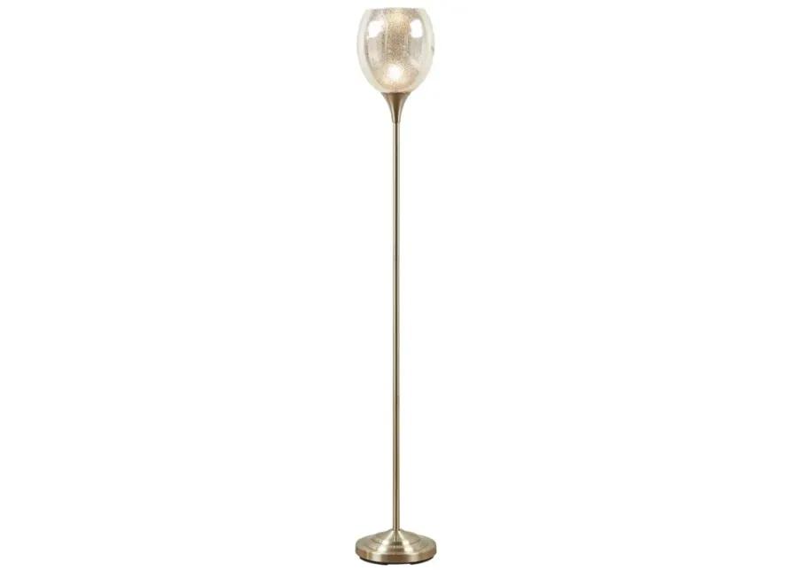 Hampton Hill Bellow Antique Brass Uplight Floor Lamp with Mercury Glass Shade