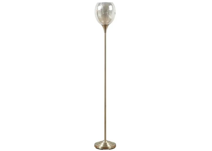 Hampton Hill Bellow Antique Brass Uplight Floor Lamp with Mercury Glass Shade