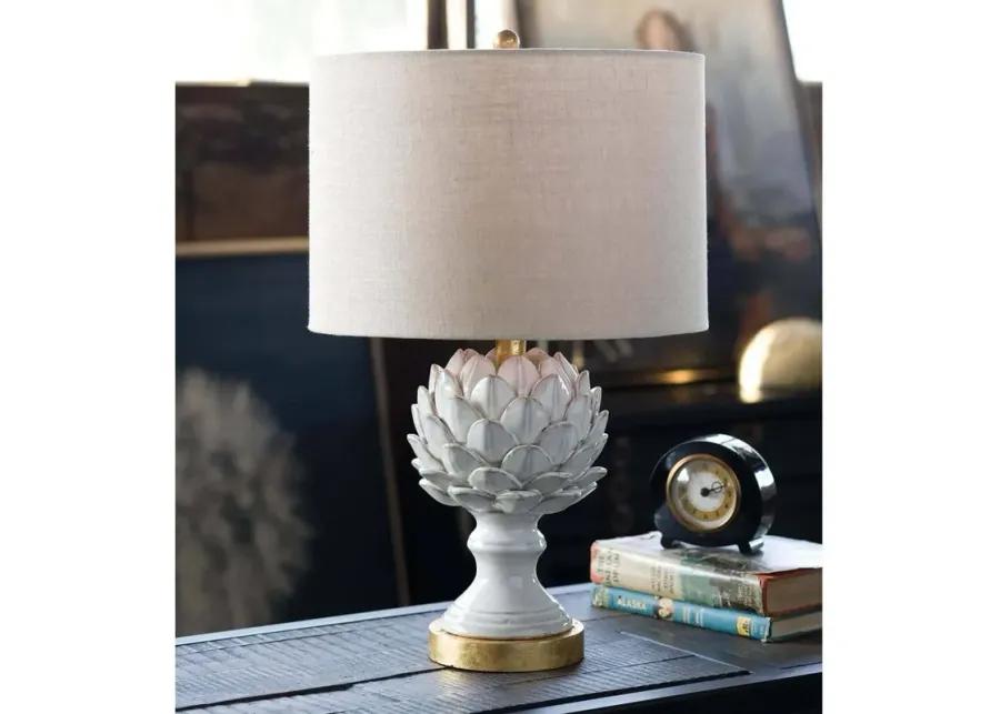 Leafy Artichoke Ceramic Table Lamp (Off White)