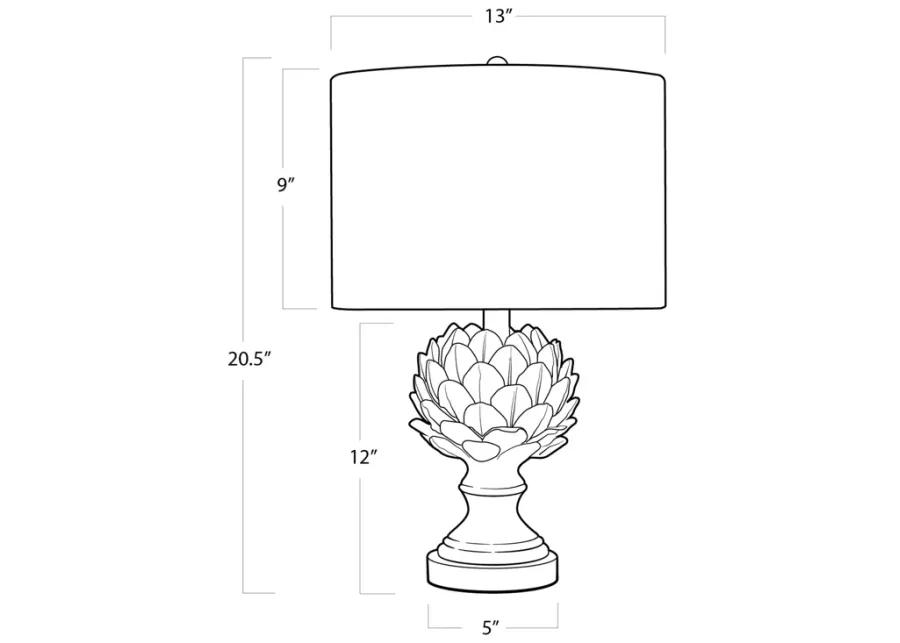 Leafy Artichoke Ceramic Table Lamp (Off White)