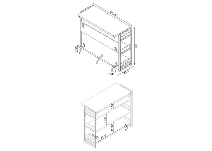 Renaldi Bar Unit with Stemware Rack Antique Nutmeg