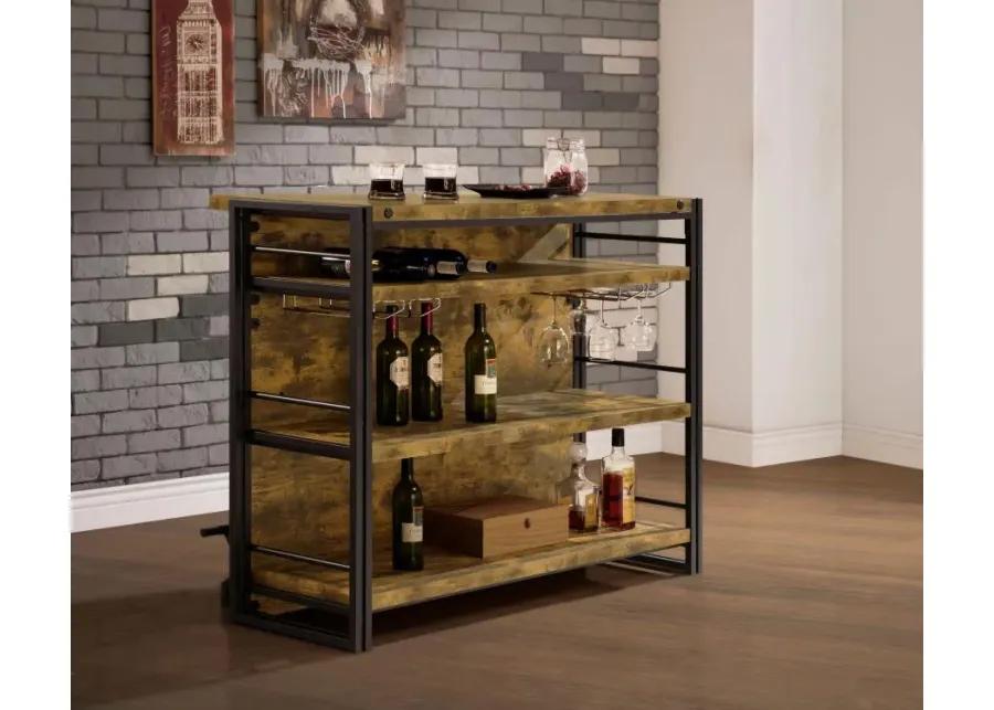 Renaldi Bar Unit with Stemware Rack Antique Nutmeg