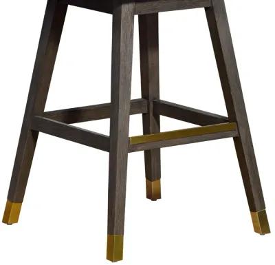 Amalie Swivel Bar Stool in Gray Oak Wood Finish with Gray Boucle Fabric