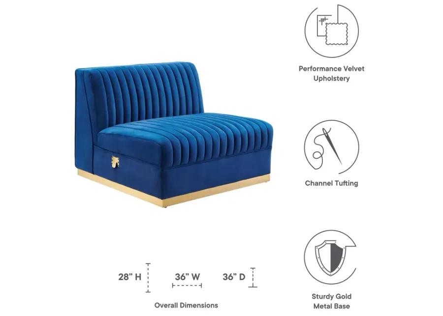 Sanguine Channel Tufted Performance Velvet Modular Sectional Armless Chair