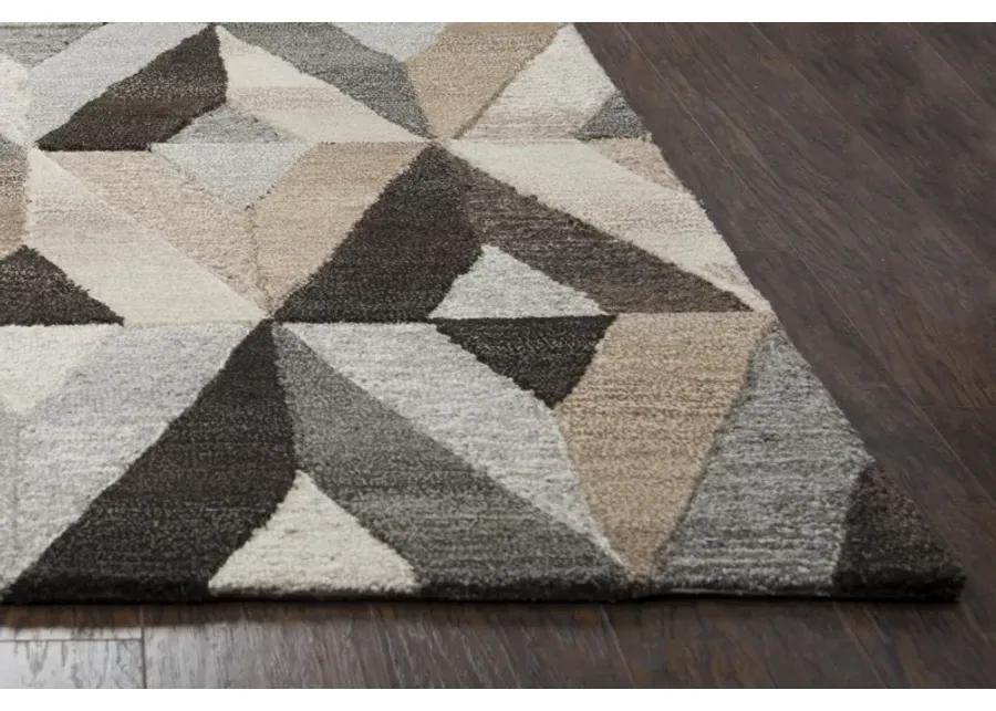 Suffolk Gray/Natural Geometric Wool 9'x12' Rectangle Rug