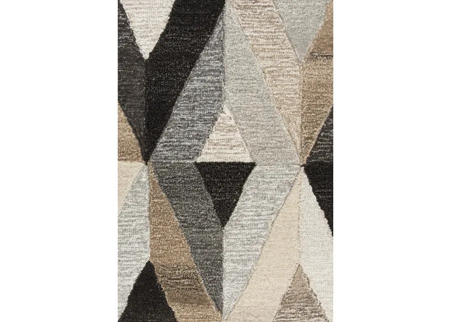 Suffolk Gray/Natural Geometric Wool 9'x12' Rectangle Rug