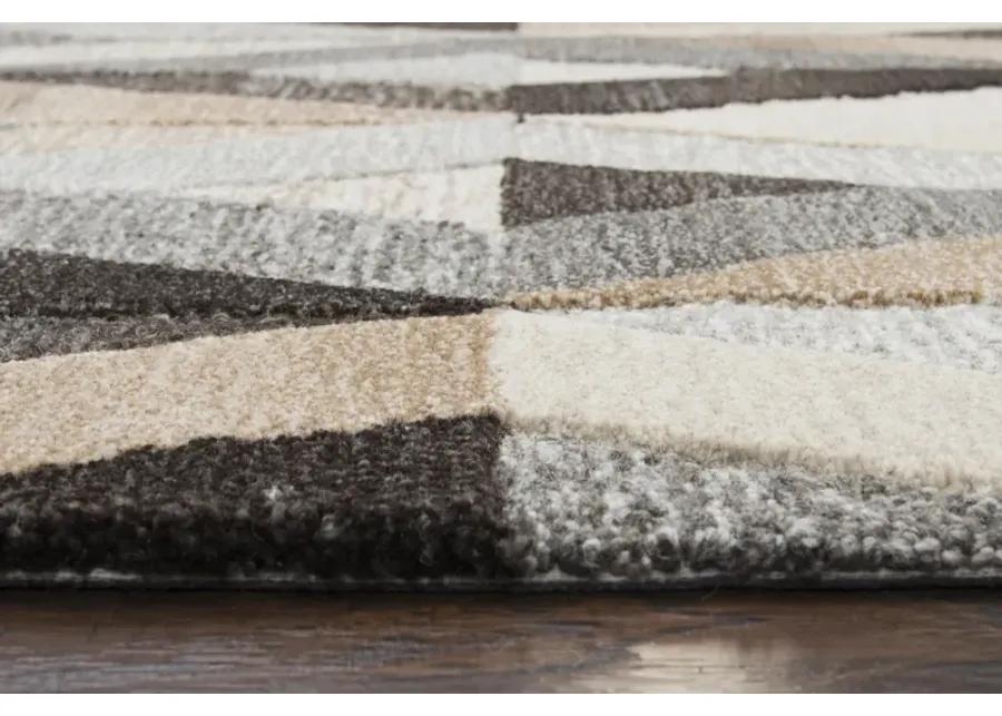 Suffolk Gray/Natural Geometric Wool 9'x12' Rectangle Rug