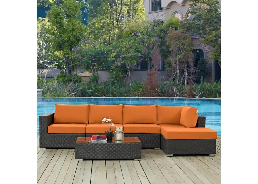 Sojourn 5 Piece Outdoor Patio Sunbrella® Sectional Set