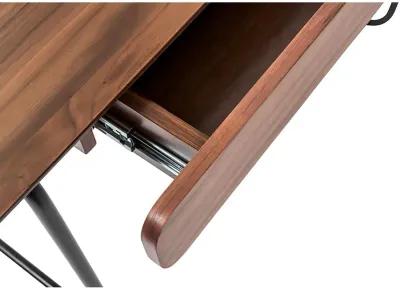 Halle Desk in American Walnut and Black Steel Legs