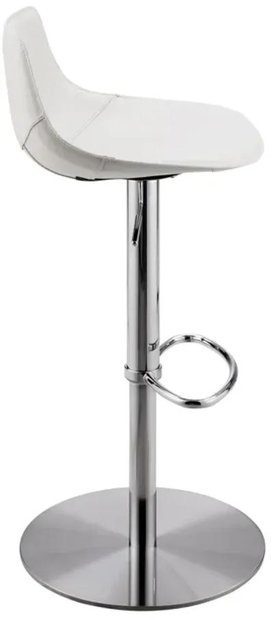 Rudy Adjustable Swivel Bar/Counter Stool in White with Brushed Stainless Steel Base