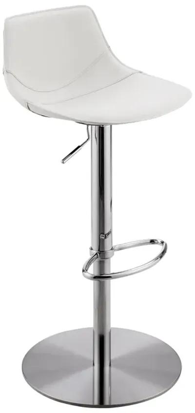 Rudy Adjustable Swivel Bar/Counter Stool in White with Brushed Stainless Steel Base