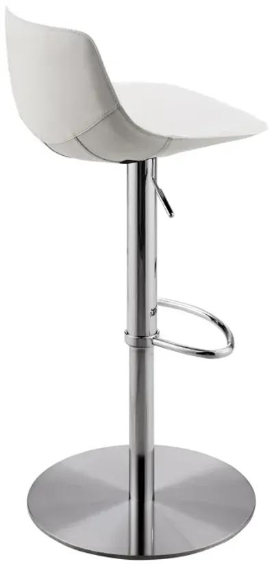 Rudy Adjustable Swivel Bar/Counter Stool in White with Brushed Stainless Steel Base