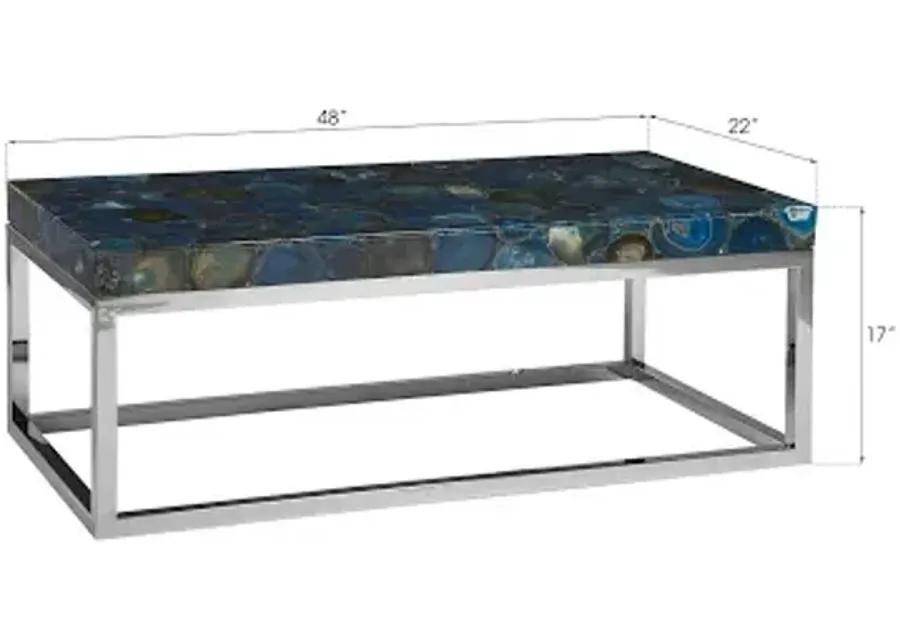 agate coffee table, stainless steel base