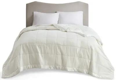 Madison Park Cambria Ivory Oversized Down Alternative Blanket with Satin Trim