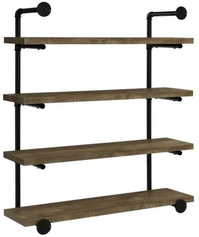 Elmcrest 40-inch Wall Shelf Black and Rustic Oak