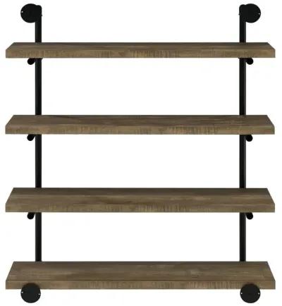 Elmcrest 40-inch Wall Shelf Black and Rustic Oak