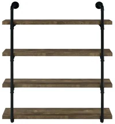 Elmcrest 40-inch Wall Shelf Black and Rustic Oak