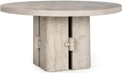 Rosemount 60" Reclaimed Pine Wood Transitional Round Dining Table in White Wash