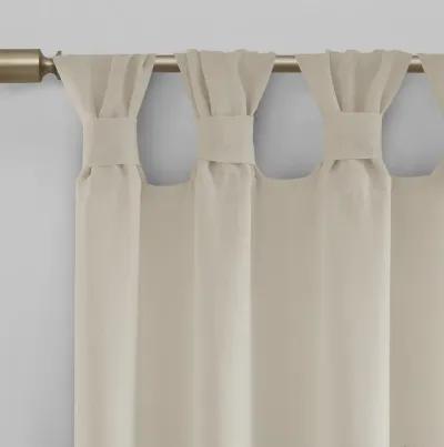 Madison Park Rosette Linen Floral Embellished Cuff Tab Top Solid Curtain Panel