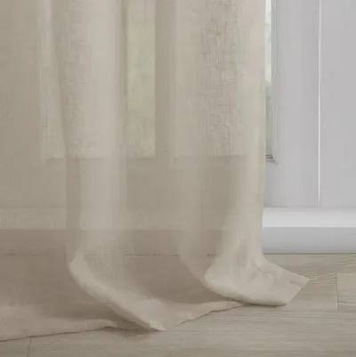 Madison Park Rosette Linen Floral Embellished Cuff Tab Top Solid Curtain Panel