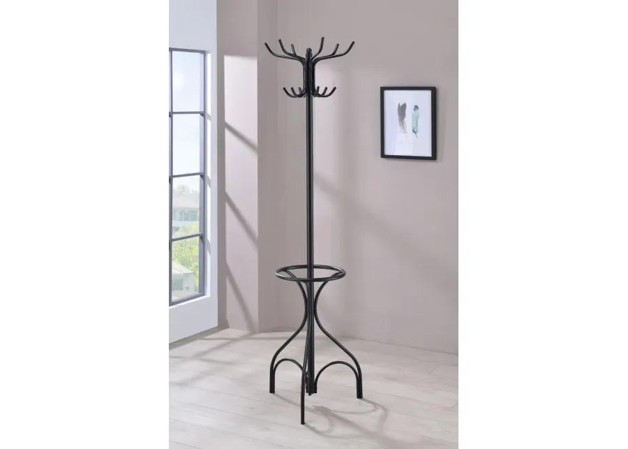 Kiefer Coat Rack with 12 Hooks Black