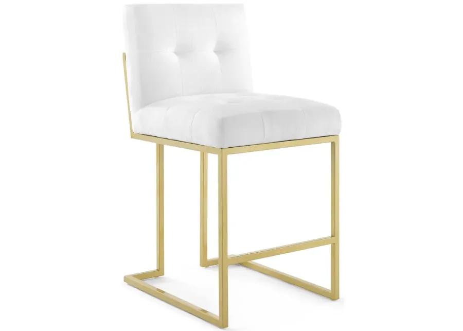 Privy Gold Stainless Steel Upholstered Fabric Counter Stool Set of 2