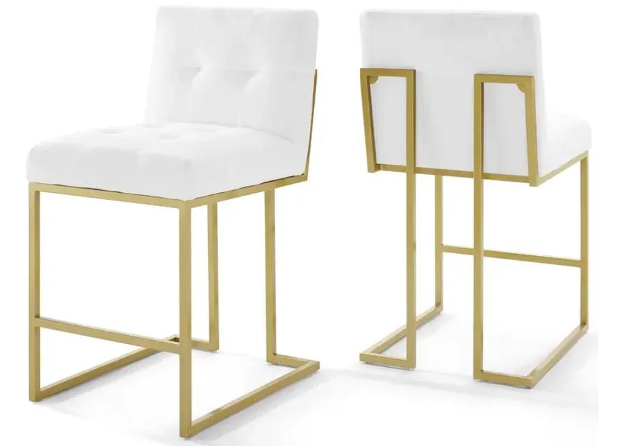 Privy Gold Stainless Steel Upholstered Fabric Counter Stool Set of 2