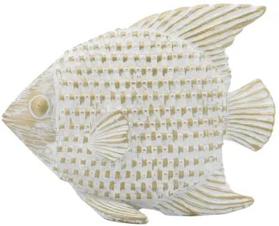 Ceramic,7"h,standing Fish Deco,wht/gld