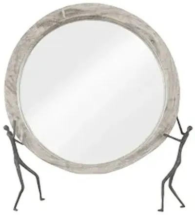 atlas mirror, chamcha wood, gray stone finish, metal