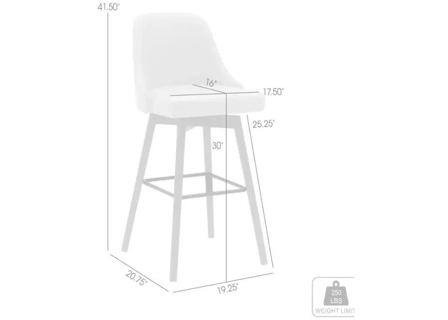 Sicily 30" Swivel Walnut Wood Bar Stool in Cream Faux Leather