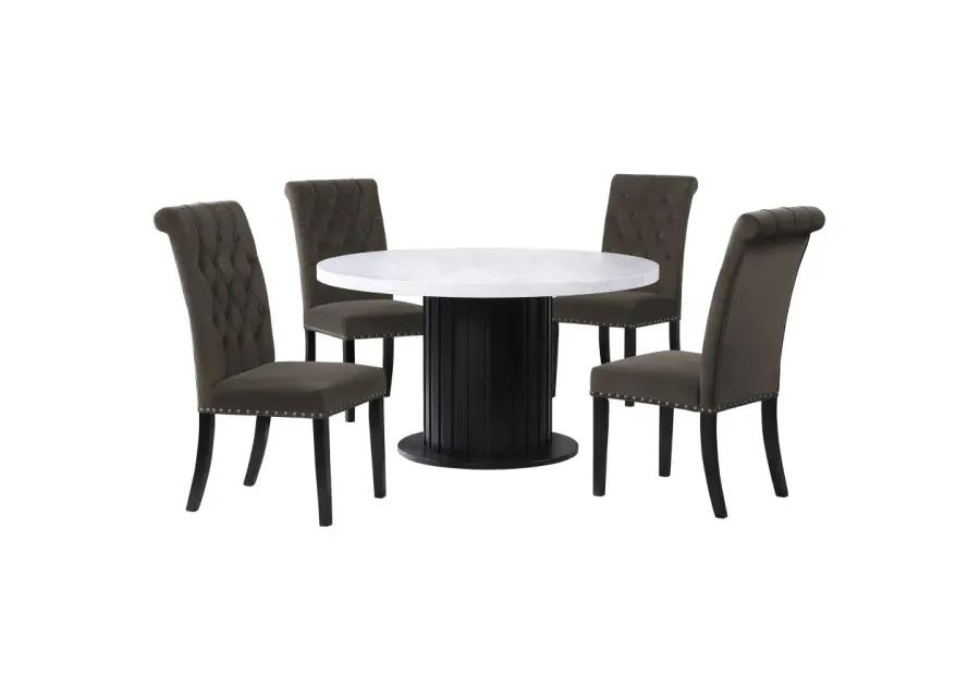 Sherry 5-piece Round Dining Set with Brown Velvet Chairs