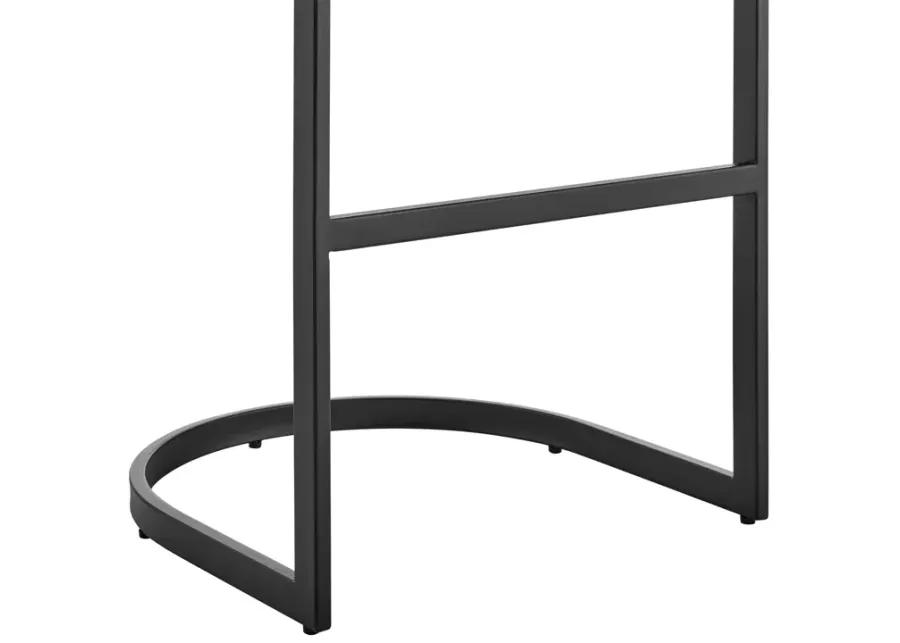 Atherik Bar Stool in Black Metal with Black Faux Leather