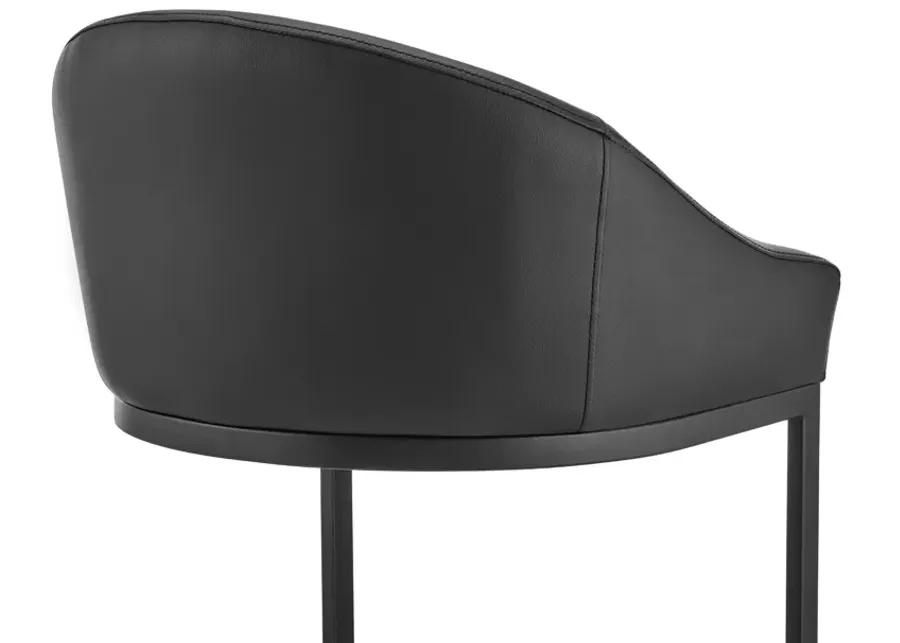 Atherik Bar Stool in Black Metal with Black Faux Leather