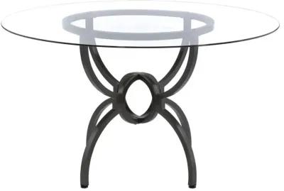 Aviano 48" Round Glass Top Dining Table Clear and Gunmetal