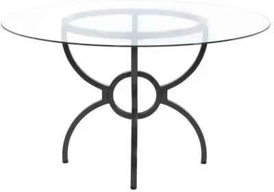 Aviano 48" Round Glass Top Dining Table Clear and Gunmetal