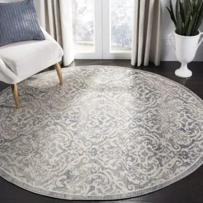 Brentwood 810 Light Grey / Blue 5' X 5' Round Round Powerloomed Rug