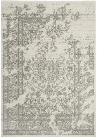 Adirondack Contemporary Ivory / Silver 2'-6" X 12' Powerloomed Rug