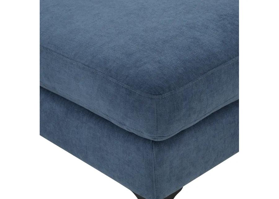 Serena Blue Velvet Ottoman with Black Legs