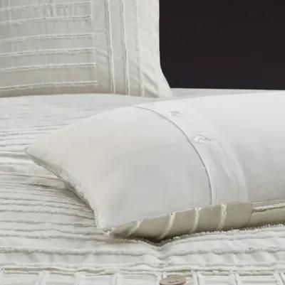 Madison Park Signature Essence Ivory Oversized Cotton Clipped Jacquard Comforter Set with Euro Shams and Throw Pillows