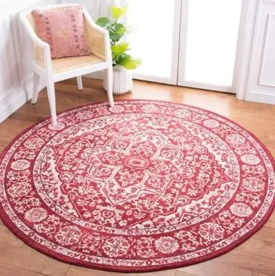 Brentwood 832 Red / Ivory 6'-7" X 6'-7" Round Round Powerloomed Rug