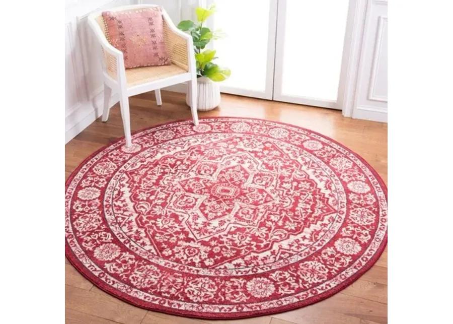 Brentwood 832 Red / Ivory 6'-7" X 6'-7" Round Round Powerloomed Rug