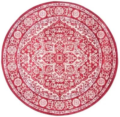 Brentwood 832 Red / Ivory 6'-7" X 6'-7" Round Round Powerloomed Rug