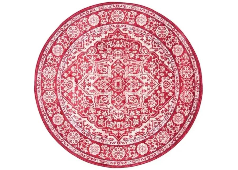 Brentwood 832 Red / Ivory 6'-7" X 6'-7" Round Round Powerloomed Rug