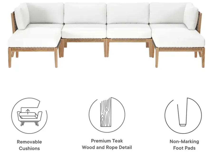 Clearwater Teak 6-Piece Outdoor Sectional