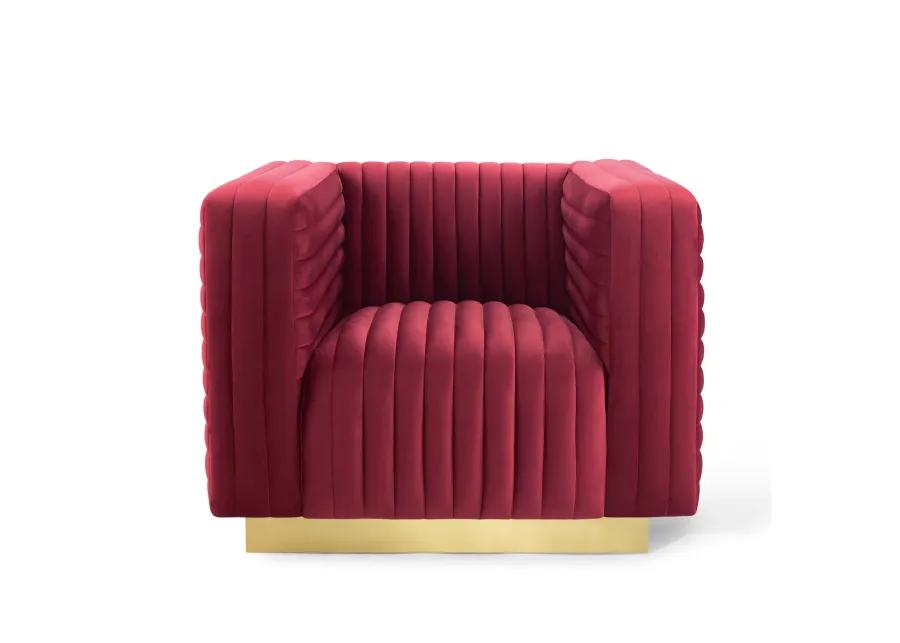 Charisma Channel Tufted Performance Velvet Accent Armchair