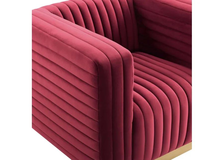 Charisma Channel Tufted Performance Velvet Accent Armchair