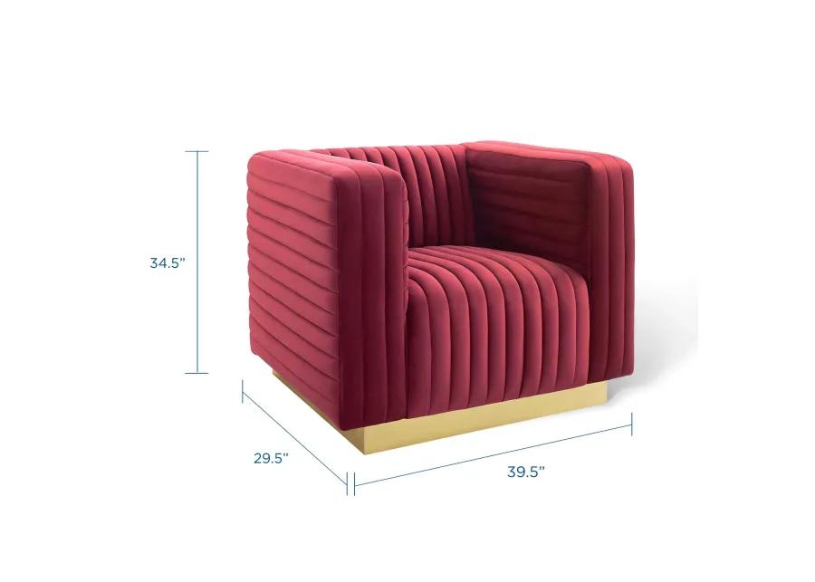 Charisma Channel Tufted Performance Velvet Accent Armchair